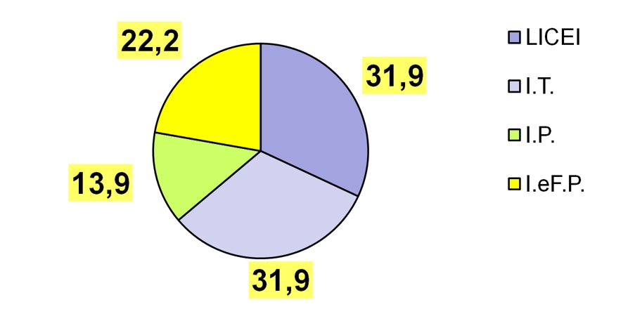 grafico con la ripartizione delle iscrizioni per tipologia di scuola